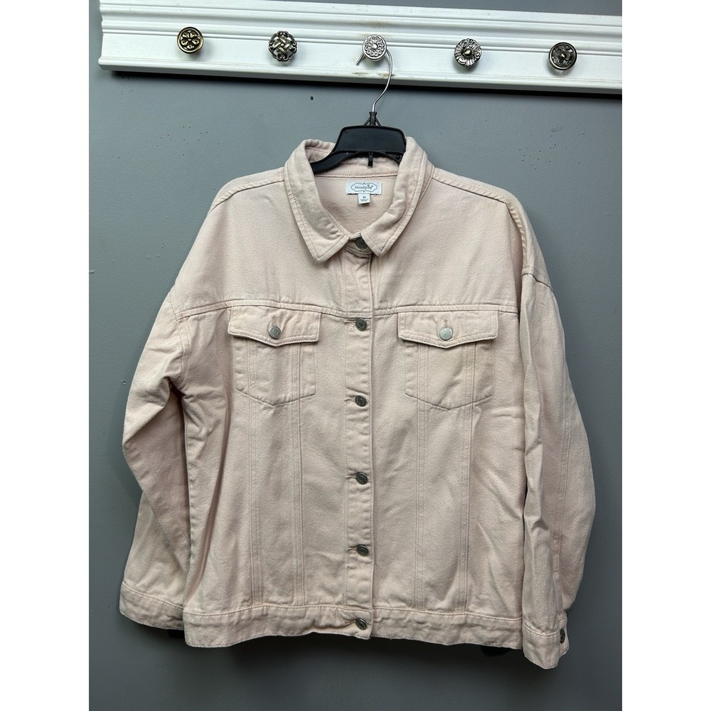 Mud Pie Jacket Womens Medium Pink Trucker‎ Button Front Relaxed Blush Pastel